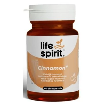 Life Spirit Cinnamon+ fahéj kivonatot tartalmazó étrend-kiegészítő vegán kapszula cinkkel és krómmal 60db