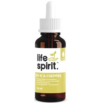 Life Spirit DEKA Lenmagolajban oldott D3-, K2-, E- és A-vitaminokat tartalmazó folyékony étrend-kiegészítő 50ml