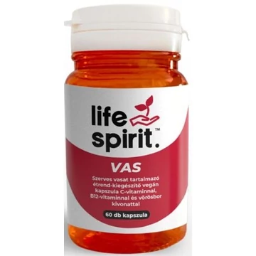 Life Spirit Szerves Vas kapszula C-vitaminnal B12-vitaminnal és Vörösbor kivonattal 60db