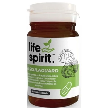 Life Spirit VasculaGuard teljes spektrumú gombakivonatot tartalmazó étrend-kiegészítő kapszula, allicinnel, Q10 koenzimmel és rezveratrollal 60db