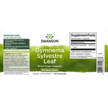 Swanson Gymnema Sylvestre 400mg/kapszula 100db