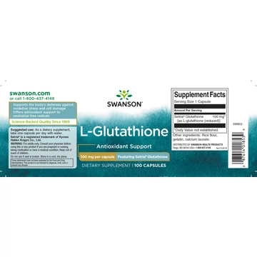 Swanson L-Glutathione (redukált) 100mg/kapszula 100db